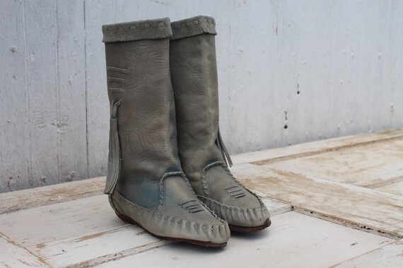 blue moccasin boots