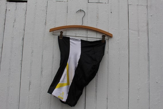 1990s black, white and yellow, padded Avenir cycl… - image 1