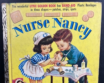 Vintage Golden Book Nurse Nancy 1952 "A" Printing Children's Hardcover Illustrations |Cute Bedtime Story |Pages for Craft Journal Project