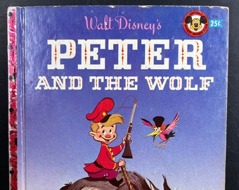 Vintage Walt Disney's Peter and The Wolf 1947 "A" Printing Children's Hardcover Illustrations |Cute Bedtime Story|Baby Nursery Decor Library