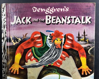 Vintage Golden Book Jack and the Beanstalk Tenggren's 1953 "A" Printing Children's Hardcover Illustrations |Cute Bedtime Story| Baby Nursery