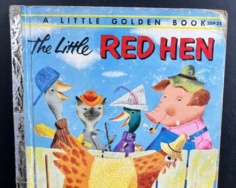 Vintage Little Golden Book The Little Red Hen 1954 "A" Printing Children's Hardcover Illustrations | Cute Bedtime Story| Baby Nursery |Craft