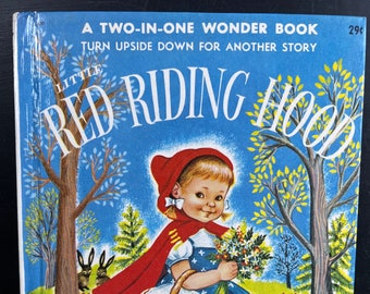 Vintage Two In One Wonder Book  Little Red Riding Hood & Three Little Pigs Children's Hardcover Illustrated| Bedtime Story| Baby Nursery