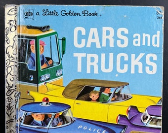 Vintage Little Golden Book Cars and Trucks 1973 Children's Hardcover Illustrated by Richard Scarry |Bedtime Story|Baby Nursery Library Decor