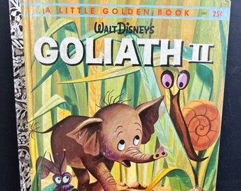 Vintage Walt Disney's Goliath II 1959 "A" Little Golden Book Children's Hardcover Illustrated Bill Peet| Bedtime Story| Baby Nursery Decor