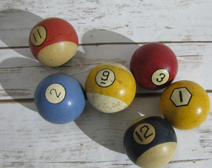 Antique Clay Billiard Pool Balls Hyatt Hexagonal No 1 Yellow Ball