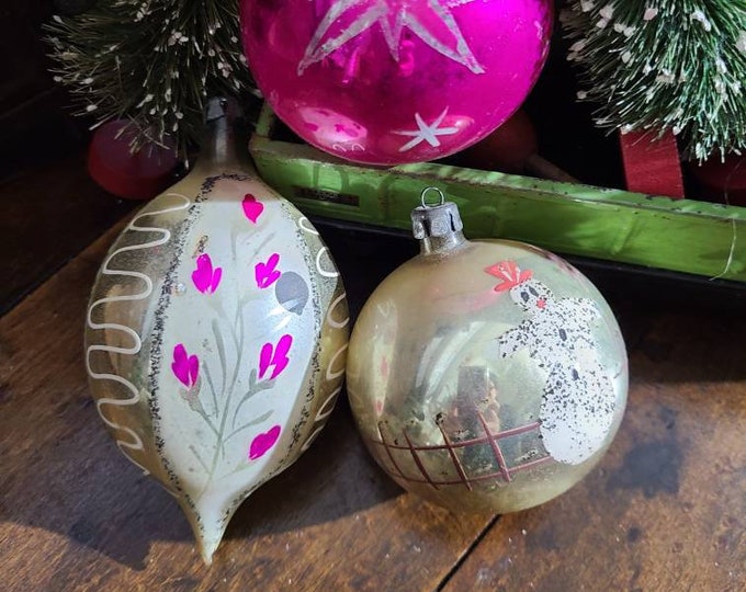Vintage POLAND Glass Christmas Ornaments set of Three Gold Etsy