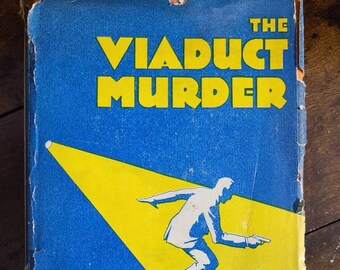 Vintage The VIADUCT MURDER by Ronald Knox~Copyright 1926~ Orange Hard Cover Book w Blue Dust Jacket~ Golf Mystery~ Simon & Schuster New York