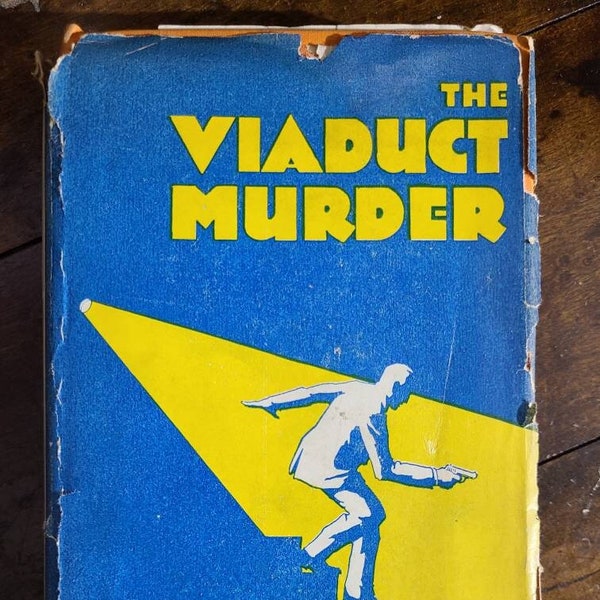 Vintage The VIADUCT MURDER by Ronald Knox~Copyright 1926~ Orange Hard Cover Book w Blue Dust Jacket~ Golf Mystery~ Simon & Schuster New York