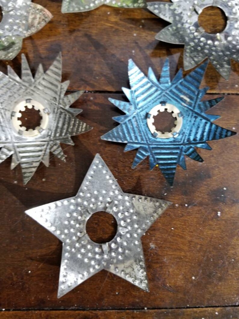 Vintage Christmas TREE Light REFLECTORS Tin Star Punched Etsy