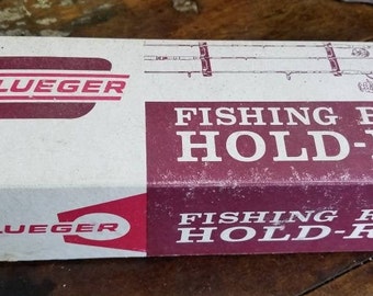 Vintage PFLUEGER ROD Holder No 251~ Decoration Rustic Fisherman Gift~ Advertising~ Green Rack ~ with Original Box~ HOLD-R's