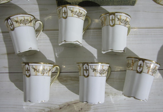 Antique NIPPON Morimura Hand Painted Gilded Chocolate Set M Wreath