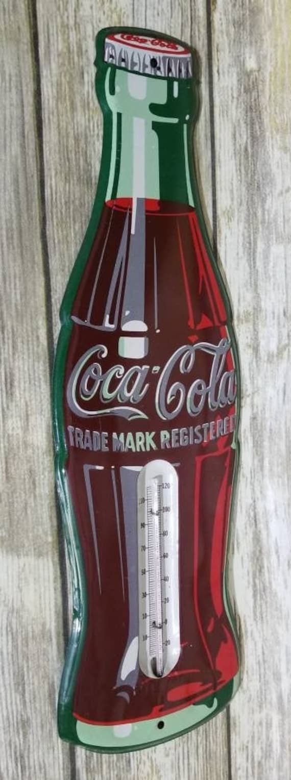 Vintage Coca-Cola Bottle Thermometer, 29½ tall tin Advertisement Coca Cola  Coke