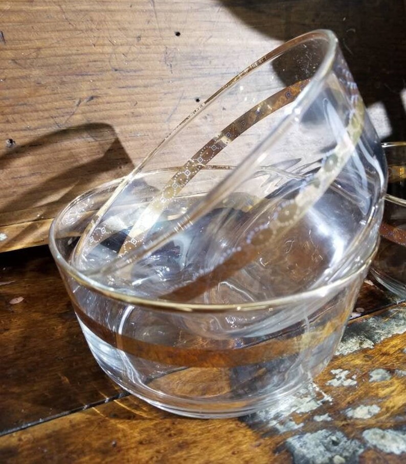 Vintage LIBBEY Glass Condiment Bowl Set of Three with Gold Etsy