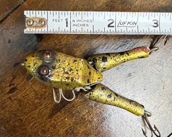 Vintage PAW PAW Wotta FROG Fishing Lure ~Tackle Bait~ Green Black  Speckle/Splatter Colors ~ Outdoor Cabin Decor ~ Fisherman Gift