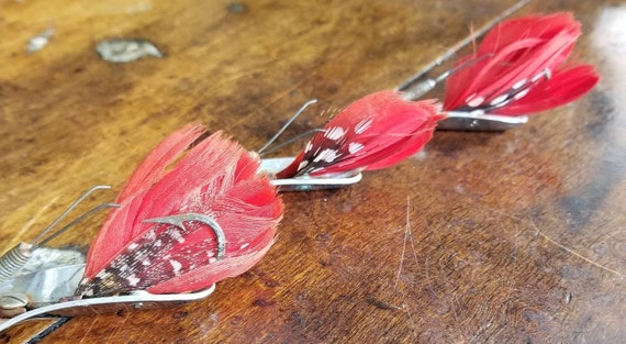Buy Vintage PFLUEGER CHUM Spoon Fishing Lures tackle Bait Set of Three  Outdoor Rustic Fisherman Gift No 2 and No 3 silver With Red Feather Online  in India 