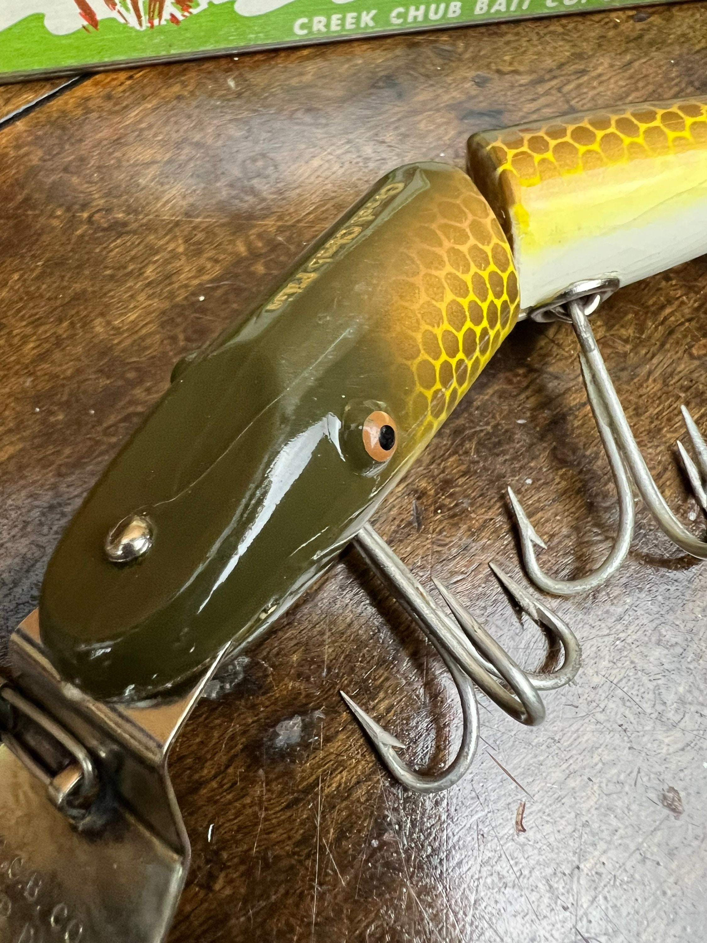 Ancien Pikie articulé Creek Chub 2604P dans sa boîte d'origine NOS