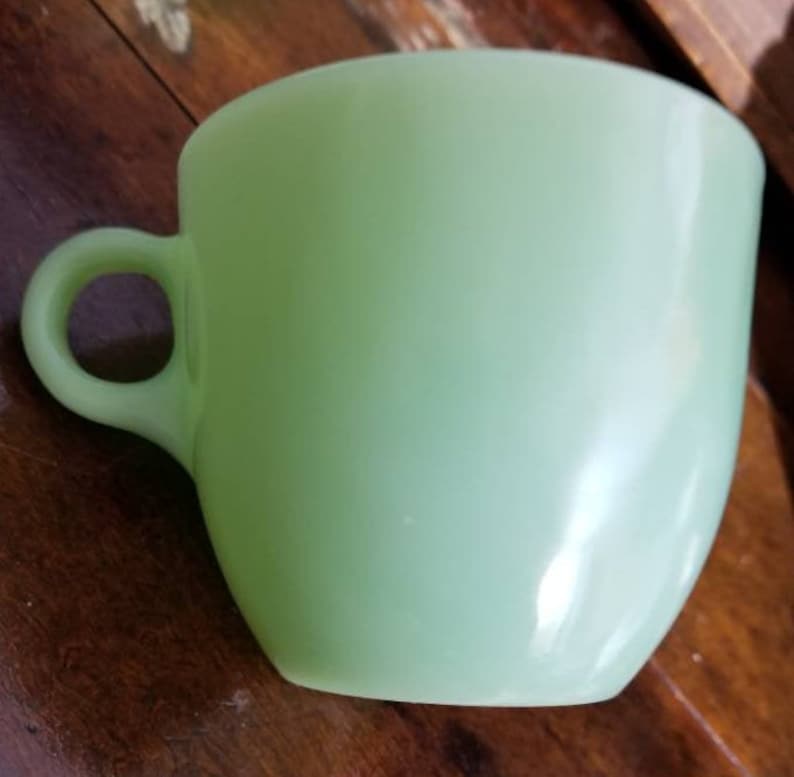 Vintage Jadeite Jade Green Fire King Mug CHandle St Denis Etsy