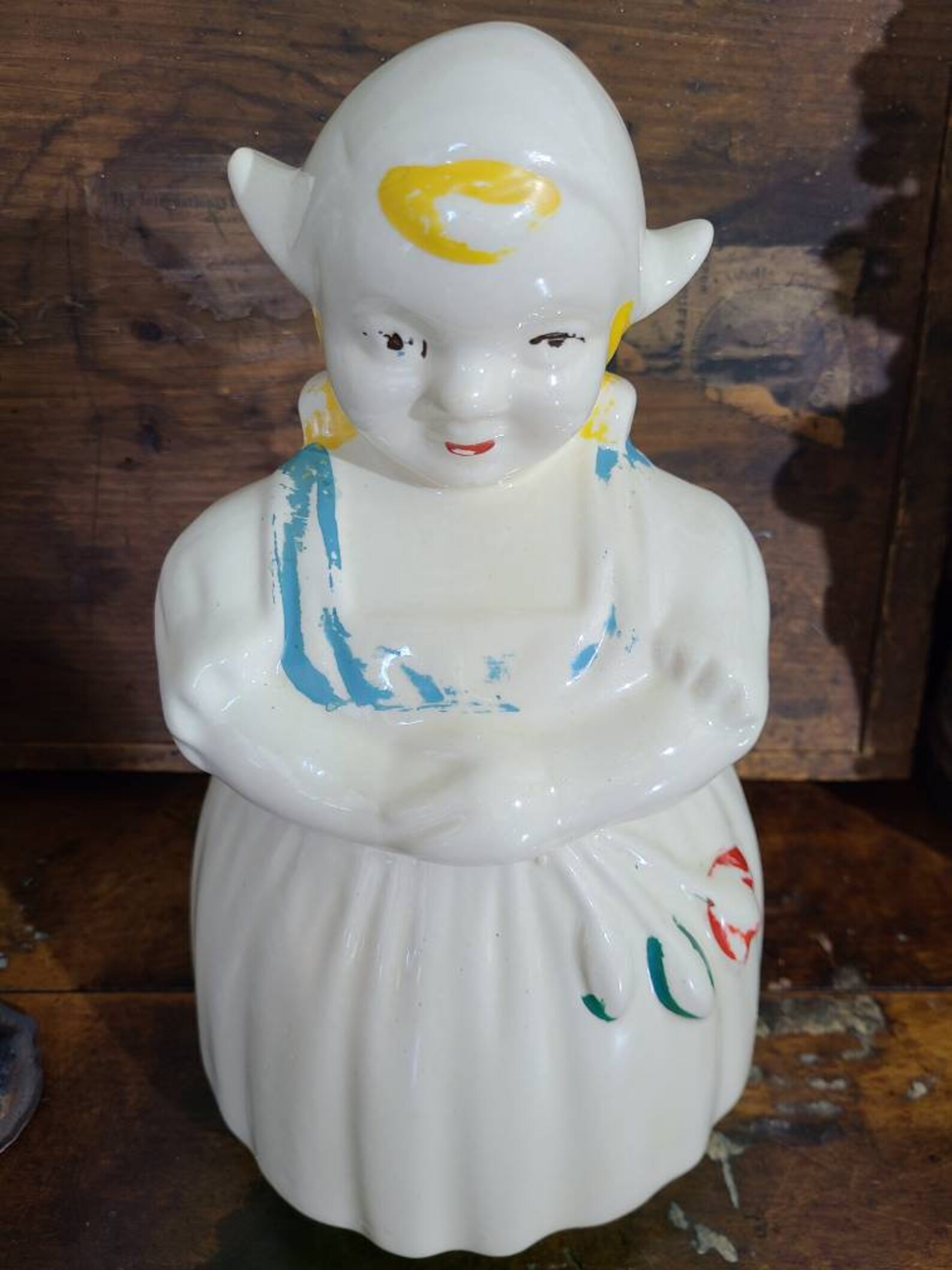 Vintage DUTCH GIRL Cookie Jar Blue Accent Apron Yellow Etsy