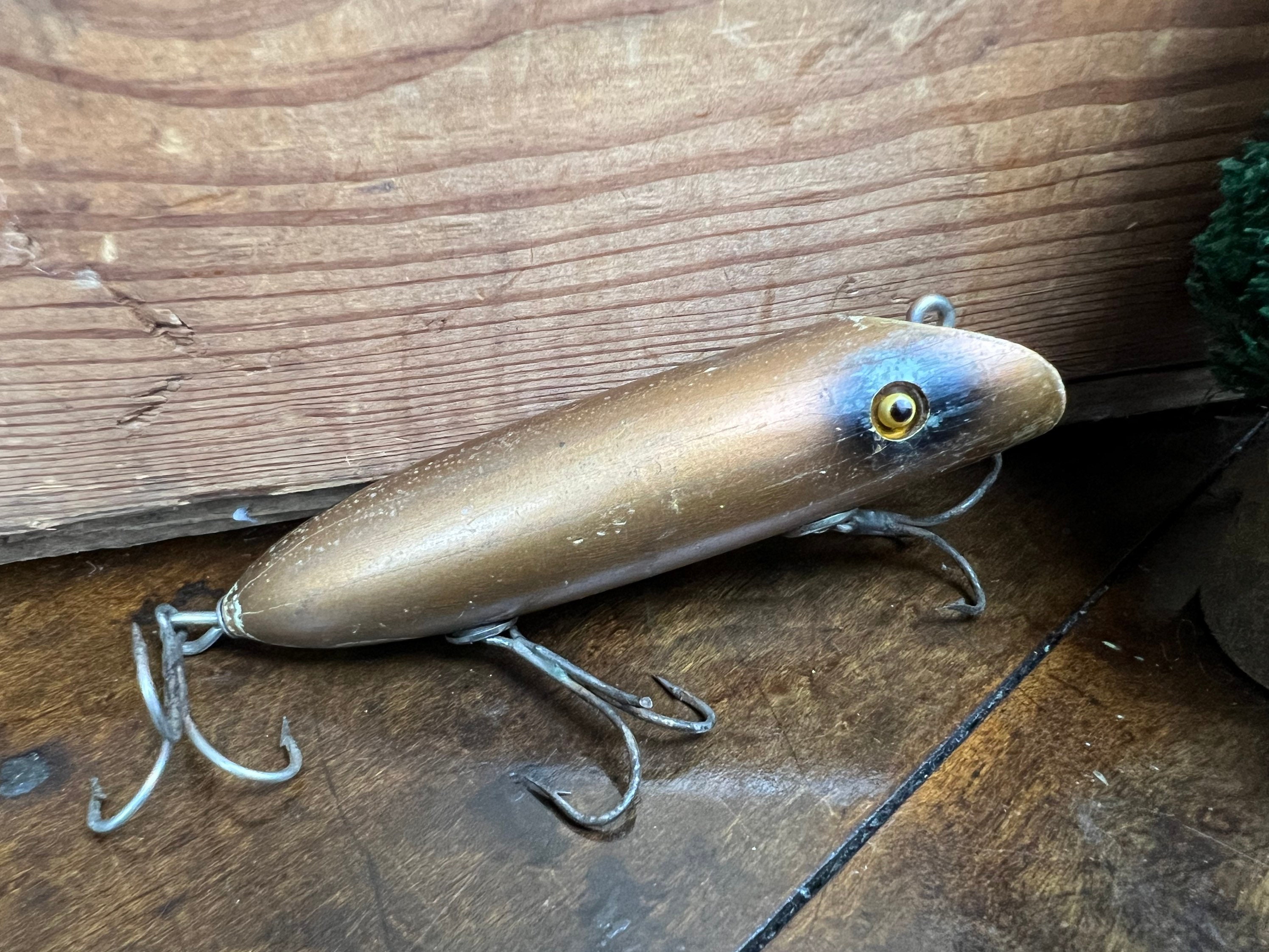 Vintage South Bend bass Oreno Wood Fishing Lure Antique Tackle Box Bait  3.75 