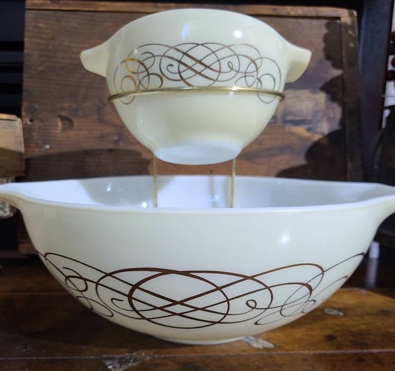 PYREX GOLDEN Scroll Promotional Chip and Dip Set w Etsy