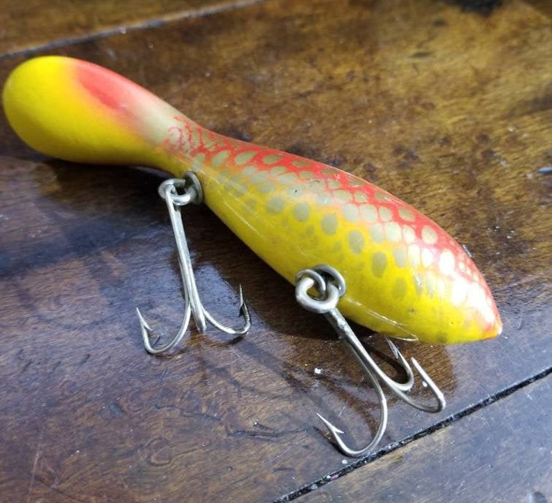 Vintage Wooden Plug Fishing Lure Rush Tango Wood Lure Etsy