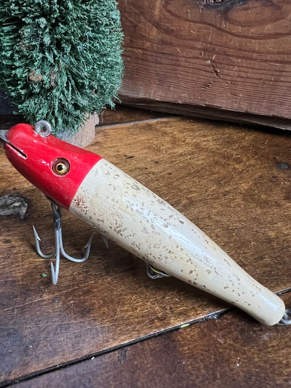 Leurre de pêche vintage SOUTH BEND Fish Oreno | Yeux en verre finition cuivre de 3 1/8 | Appâts de pêche en bois ancien | Cadeau pour papa | Pêche au décor rustique - Canada