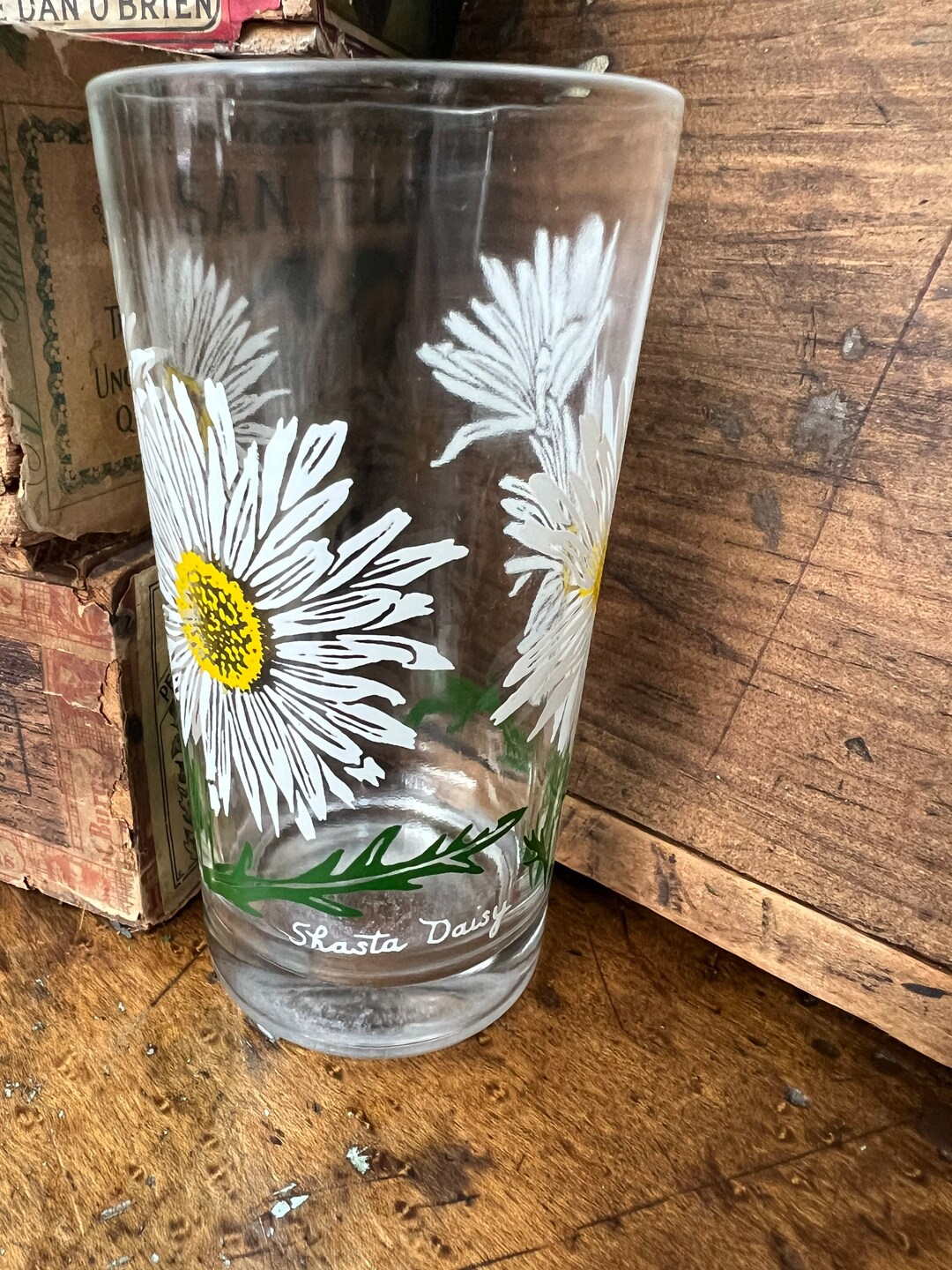 Vintage BOSCUL Shasta Daisy Peanut Butter Drinking Glassstandard Size 5