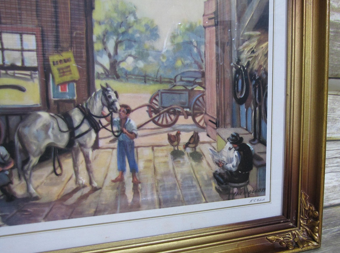 Vintage H.C. Wolcott Village Smithy Framed Print Etsy