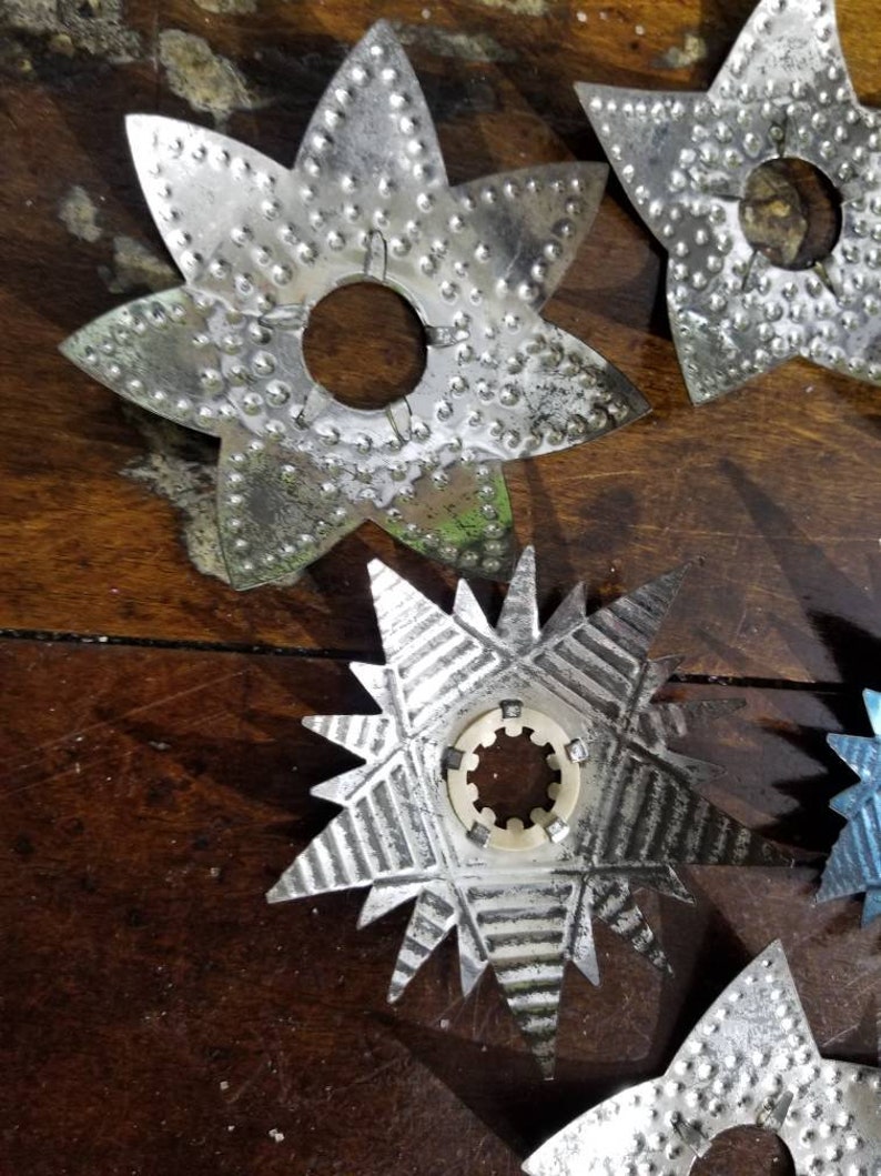 Vintage Christmas TREE Light REFLECTORS Tin Star Punched Etsy