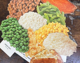 Vintage Die Cuts| 1970's Food Die Cut| Vegetable Flash Cards Paper Ephemera Flash Card| Retro Cardboard Cutout Food Bulletin Board Kit