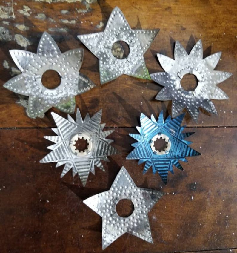 Vintage Christmas TREE Light REFLECTORS Tin Star Punched Etsy