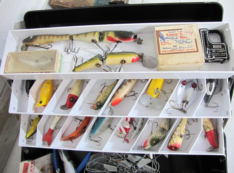 Vintage OLD PAL Chinook Fishing Tackle Box Black Plastic with Etsy