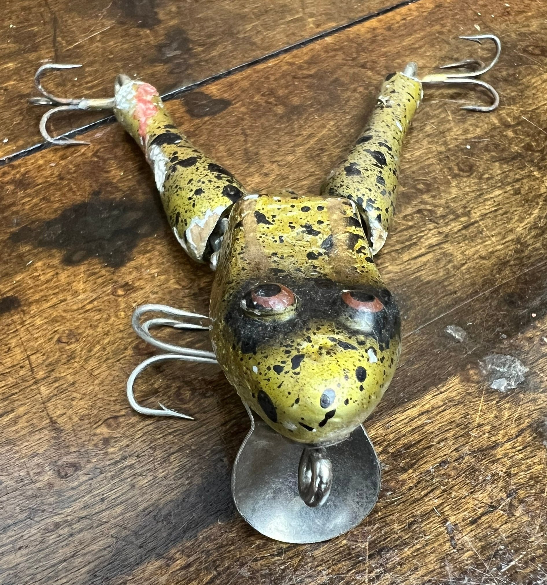 Vintage PAW PAW Wotta FROG Fishing Lure tackle Bait Green Black  Speckle/splatter Colors Outdoor Cabin Decor Fisherman Gift 