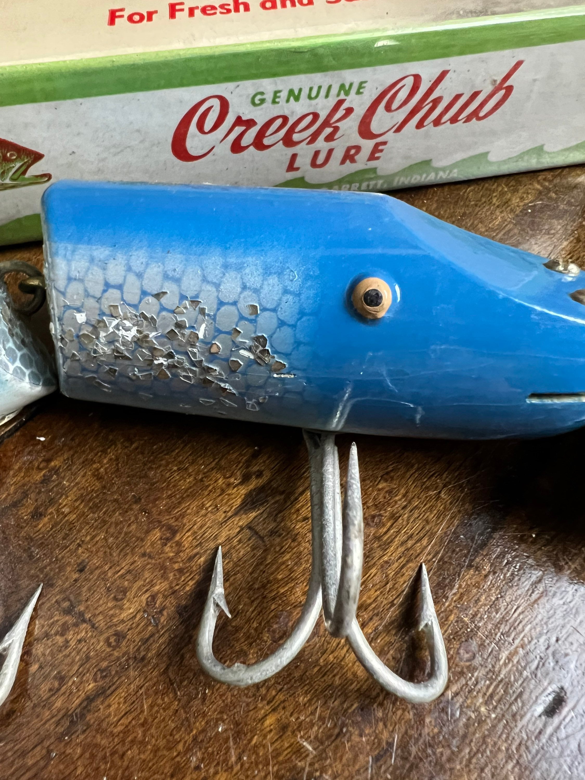 Vintage CREEK CHUB Jointed Pikie Fishing Lure| Striper Pikie Blue