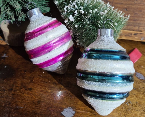 Vintage SHINY BRITE Christmas Tree Ornaments ~TWO Atomic