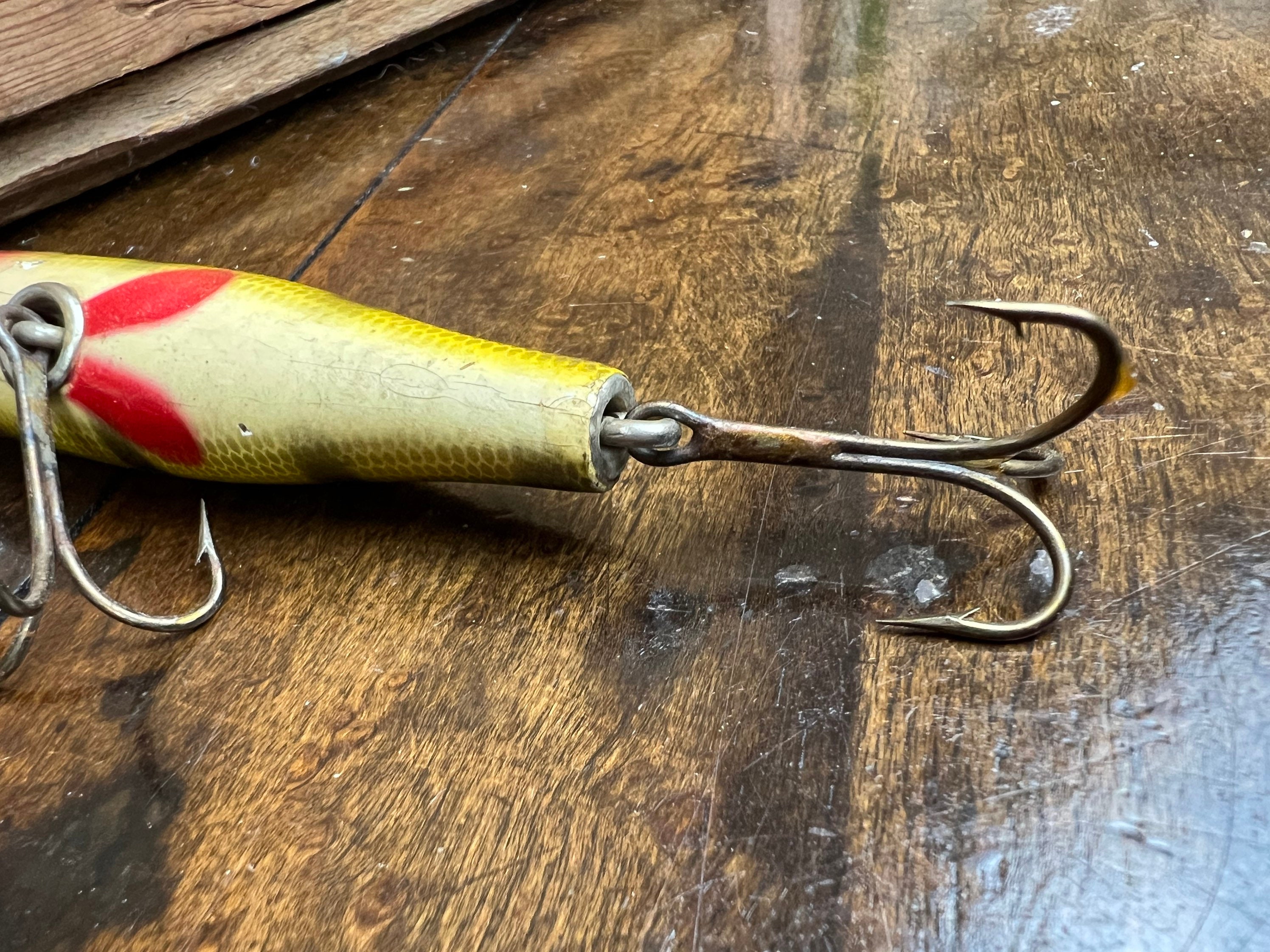 Vintage CREEK CHUB Bait Co BABY Pikie Perch Finish Wood Fishing Luretackle  Baitglass Eyes Double Line Tie Fisherman Gift 