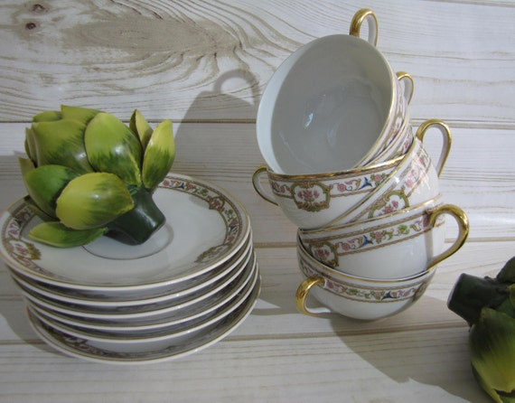 Vintage Bernardaud Limoges France Set of Six Tea Cups W 