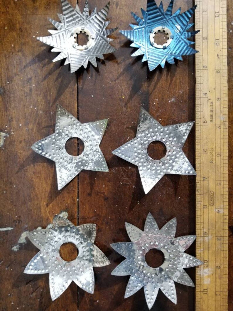 Vintage Christmas TREE Light REFLECTORS Tin Star Punched Etsy