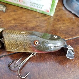 Leurres Vintage Creek Chub Série 2600 Pikie Minnow - Rouge Blanc Bleu, En Bois, Années 40