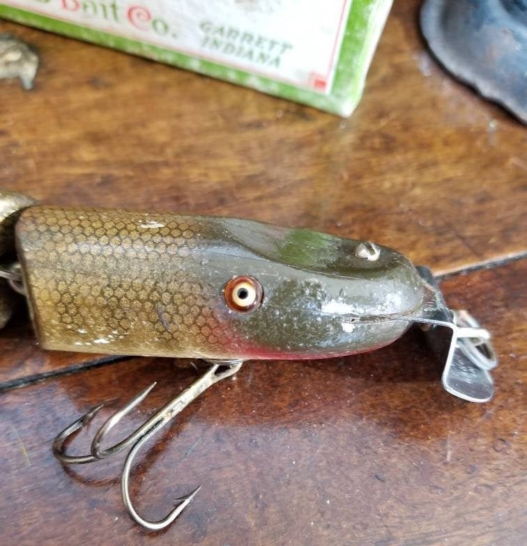 Vintage CREEK CHUB Bait Co NO. 2600 Jointed Pikie Minnow Wood Fishing Lure  Pikie Finishtackle Baitglass Eyes outdoors Fisherman With Box 