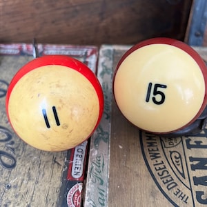 Vintage Pool Balls| Individual Replacement Pool Ball| Rustic Billiard Balls| Gameroom Decor| Gift for Family Game Night| Striped Ball 11, 15