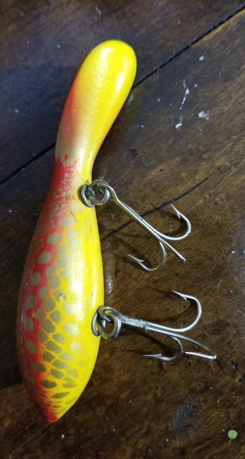 Vintage Wooden Plug Fishing Lure Rush Tango Wood Lure Etsy