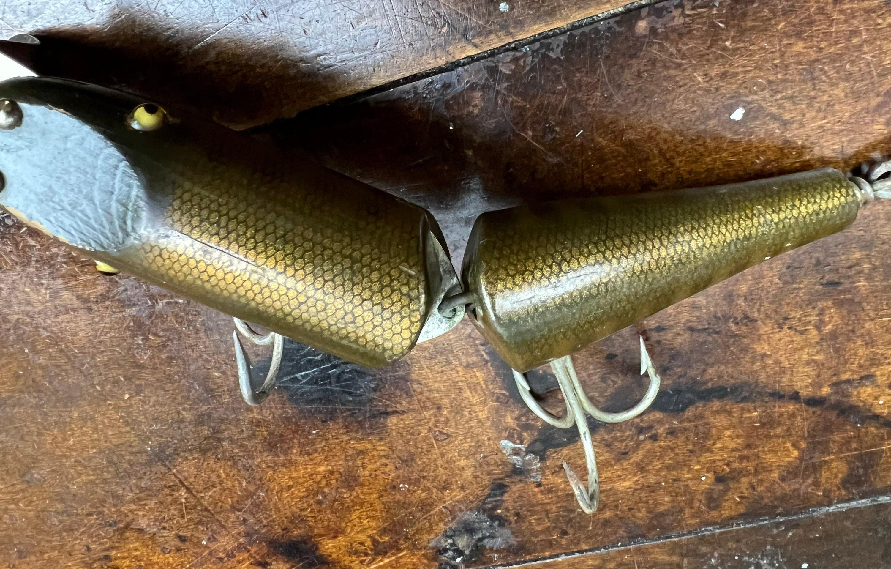 Leurre Vintage Creek Chub Pikie Articulé #7018 Noir - Bois Et Yeux Tacles - USA
