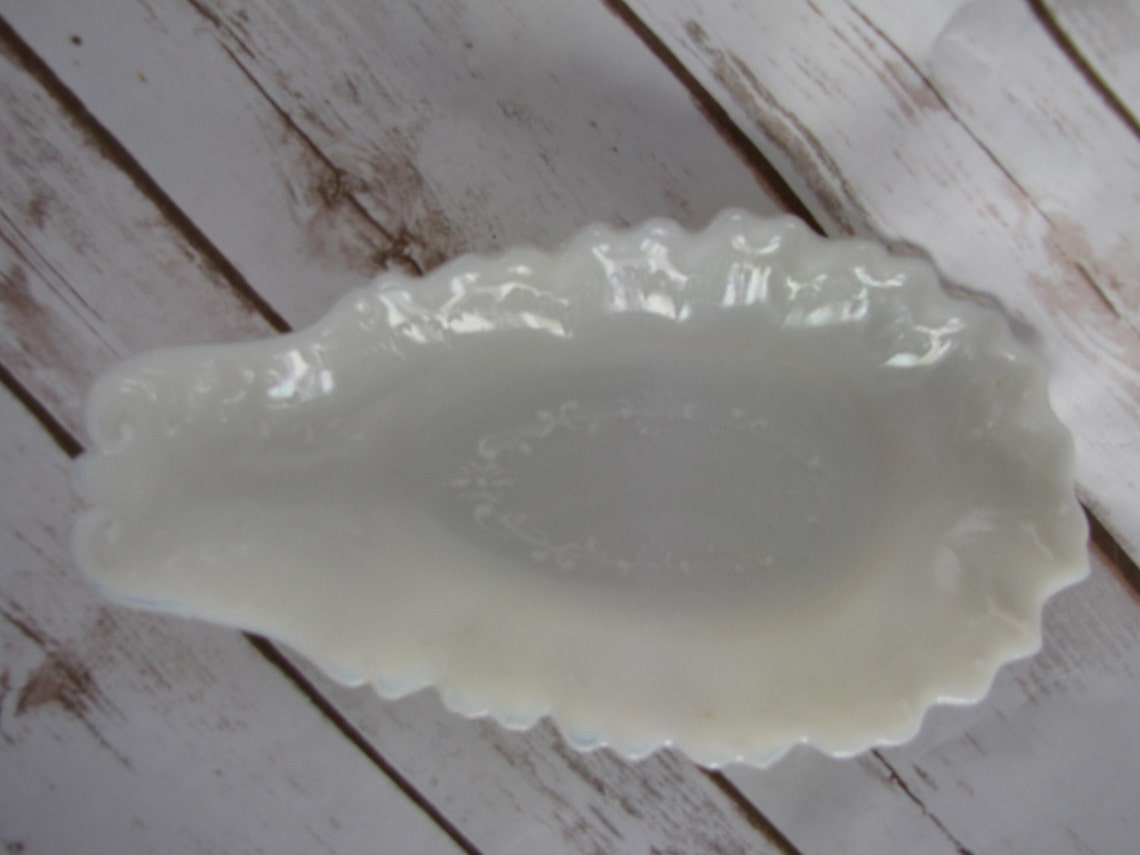 Antique Dresser Tray Victorian Opalescent Milk Glass Vintage Etsy