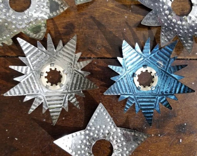 Vintage Christmas TREE Light REFLECTORS Tin Star Punched Includes Five