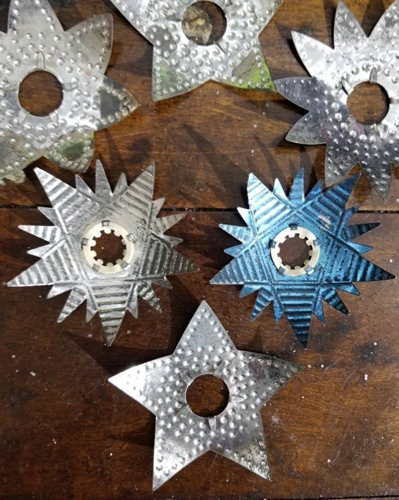 Vintage Christmas TREE Light REFLECTORS Tin Star Punched Etsy