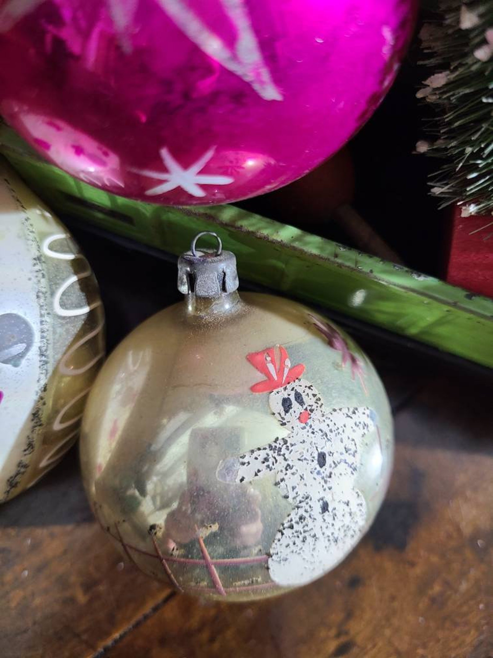 Vintage POLAND Glass Christmas Ornaments set of Three Gold Etsy