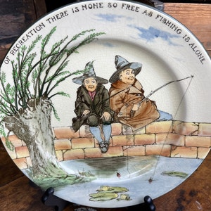 Royal Doulton The Gallant Fishers England Plate| Vintage Fisherman Plate Free As Fishing is Alone| D3680|Gift For Dad| Collectible Porcelain