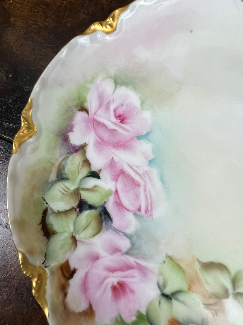 Antique HAVILAND Limoges France Pink Rose Floral Plate 6 Etsy